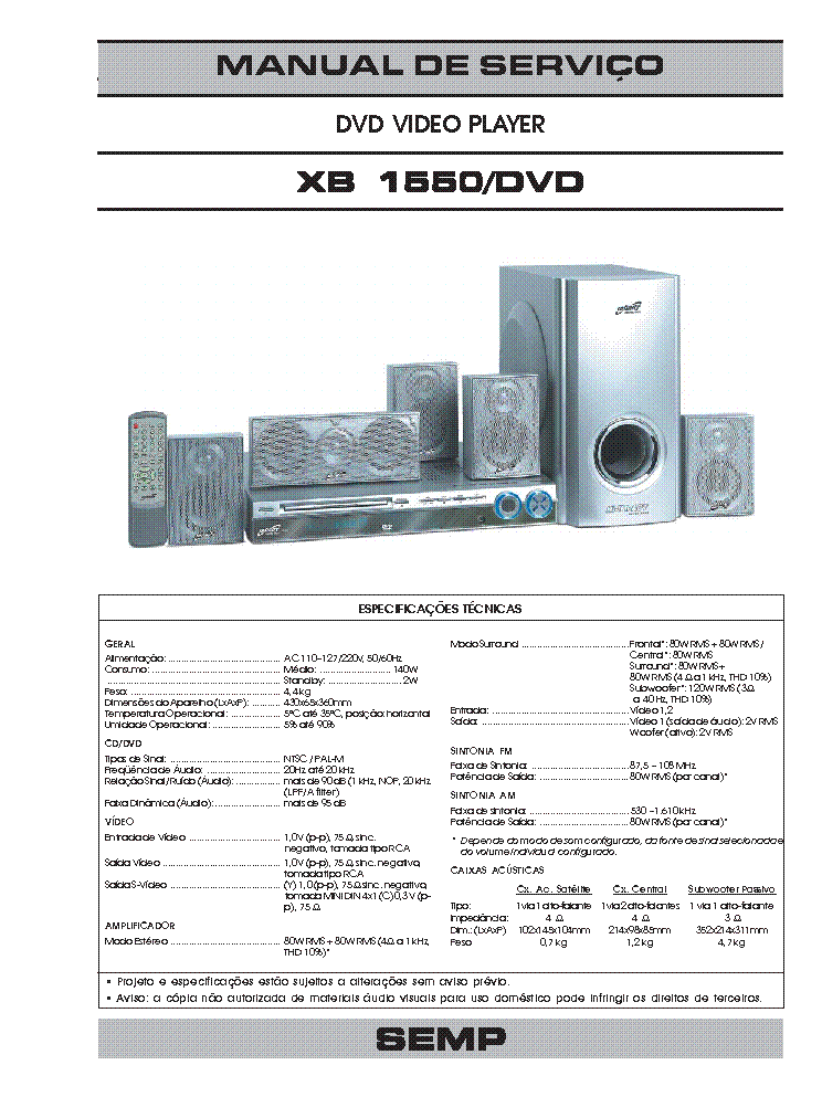 TOSHIBA XB-1550DVD SM service manual (1st page)