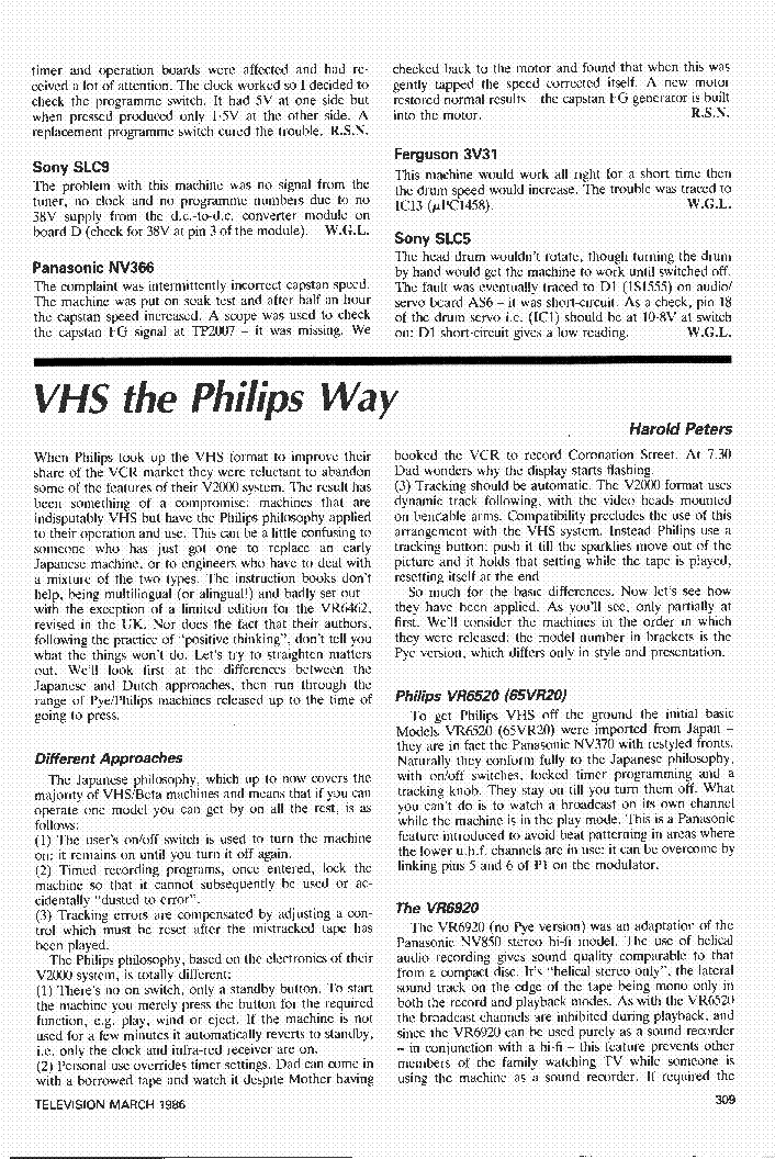 PHILIPS VHS WAY SERVICE TIPS Service Manual download, schematics ...