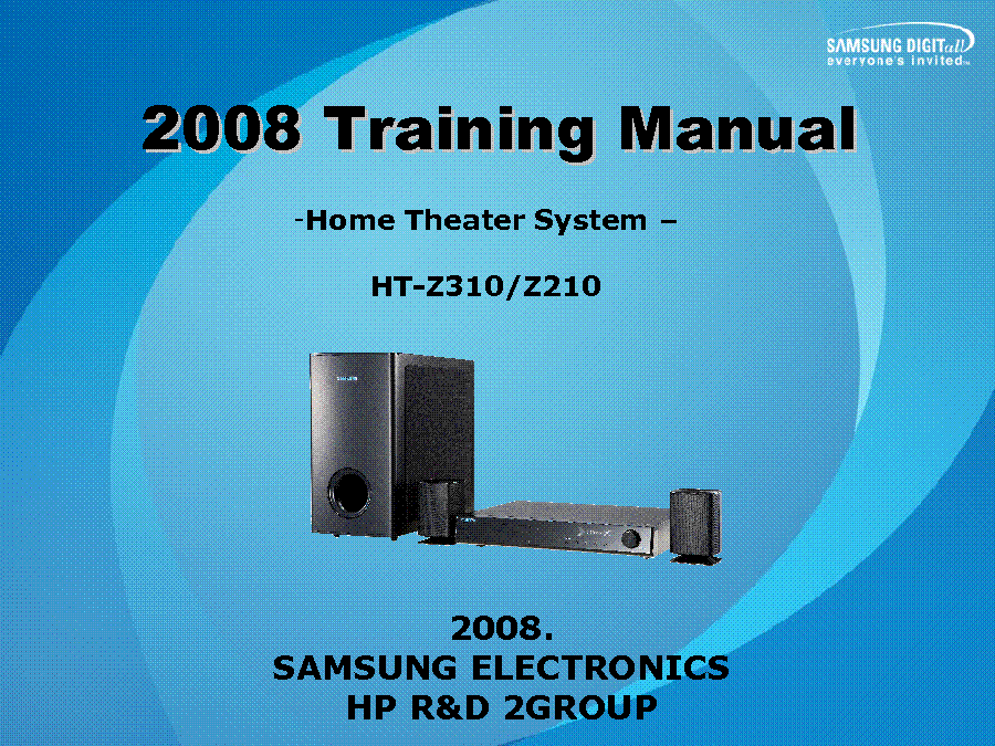SAMSUNG HT-Z310 HT-Z210 TRAINING Service Manual download, schematics