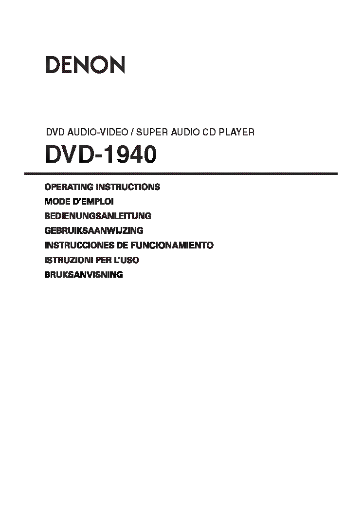 DENON DVD1940 OPERATING INSTRUCTIONS Service Manual download