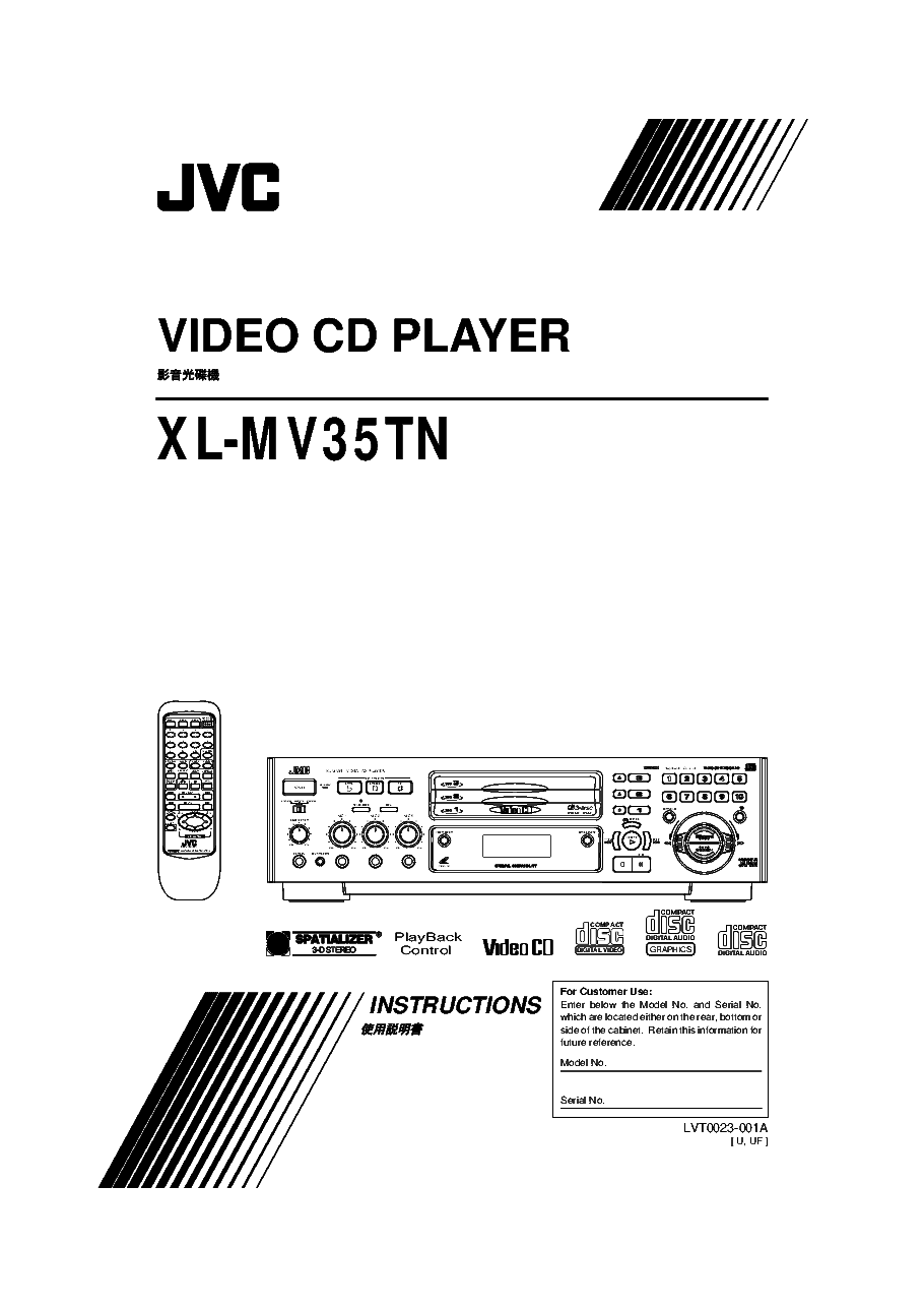 JVC XLMV35TN CD PLAYER USER MANUAL Service Manual download, schematics