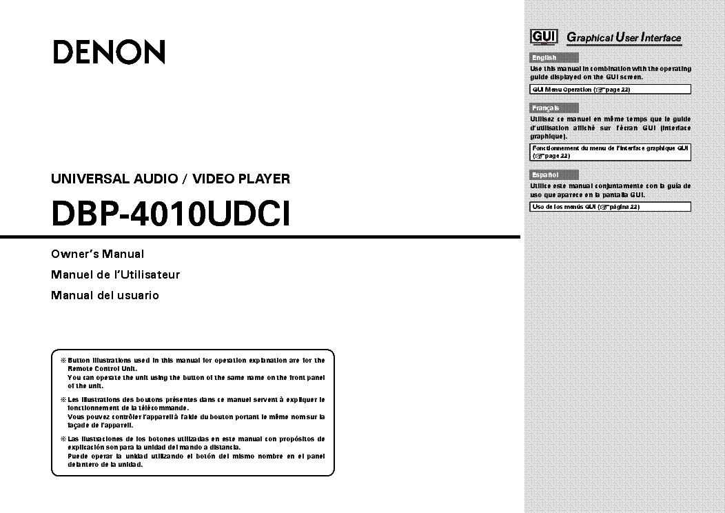 DENON DBP4010UDCI BLU RAY USER MANUAL Service Manual download