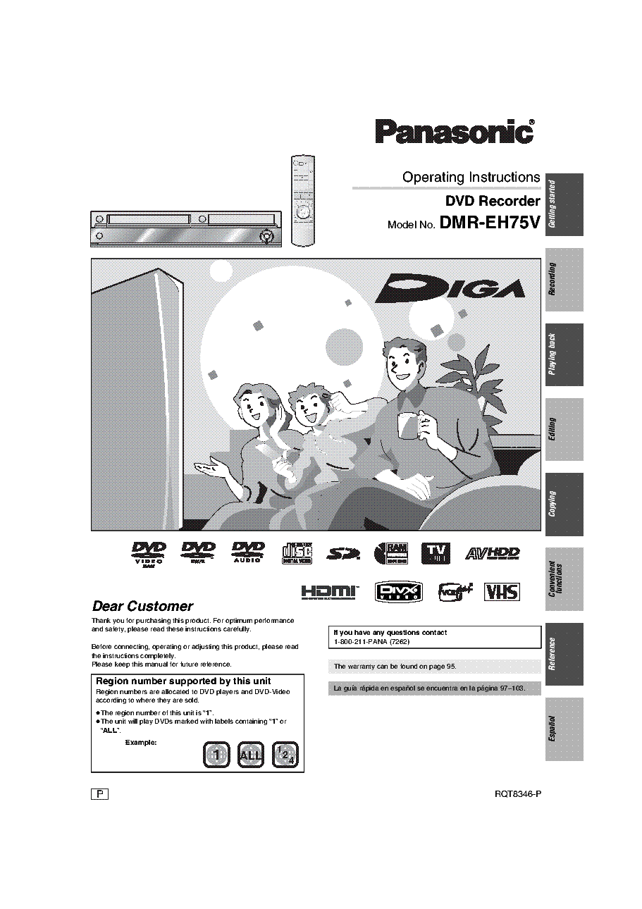PANASONIC DMR-EH75V DVD VCR USER MANUAL Service Manual download