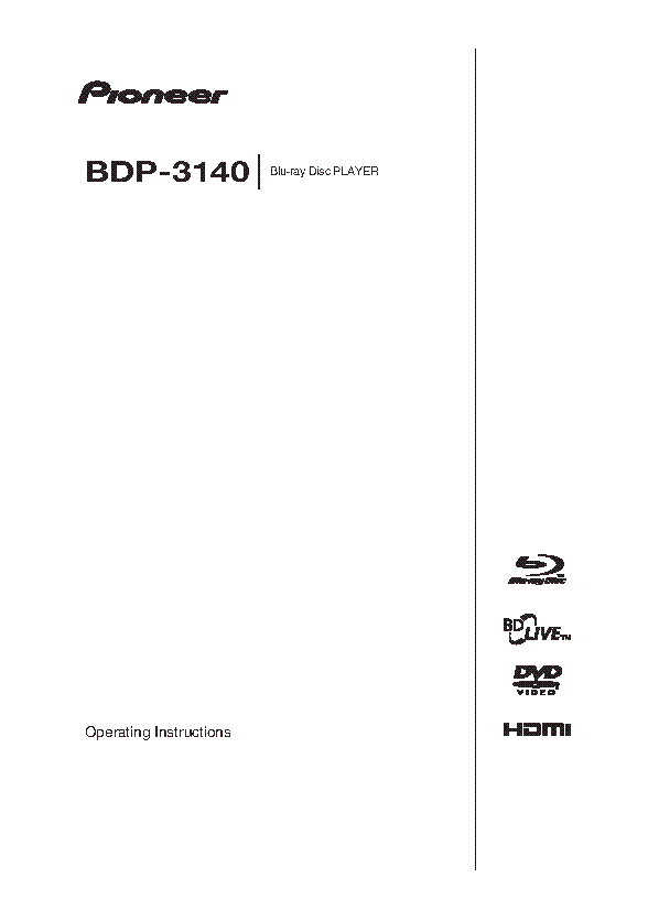 PIONEER BDP-3140 DVD USER MANUAL Service Manual download