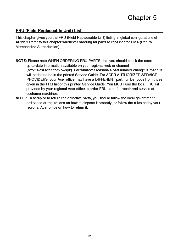 ACER AL1951 service manual