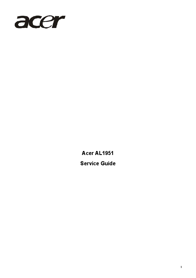 ACER AL1951 785 LCD MONITOR 2005 SM service manual