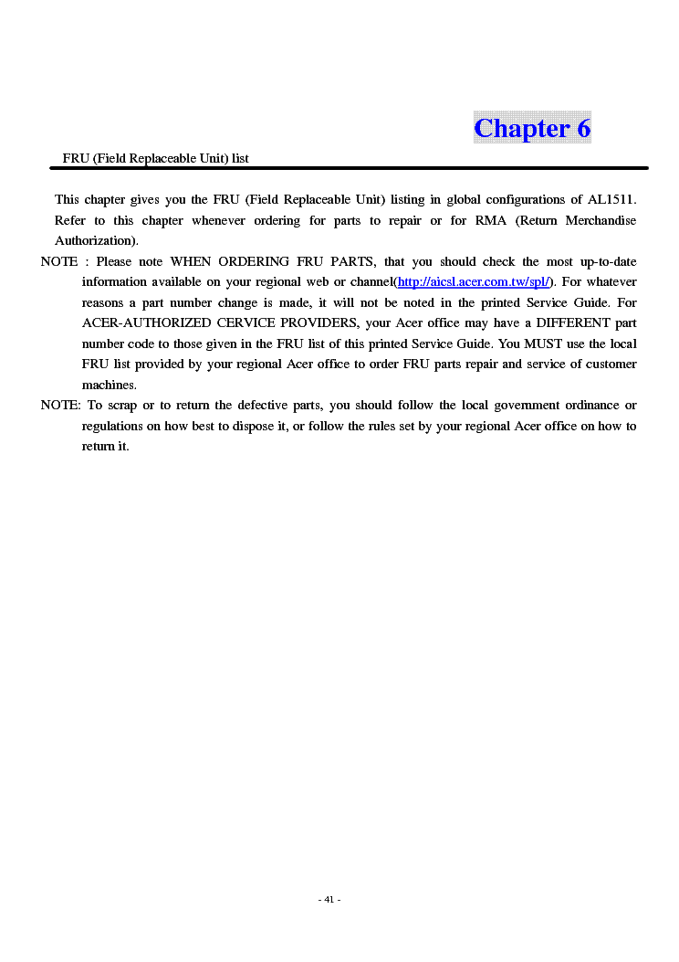 ACER AL2023 service manual