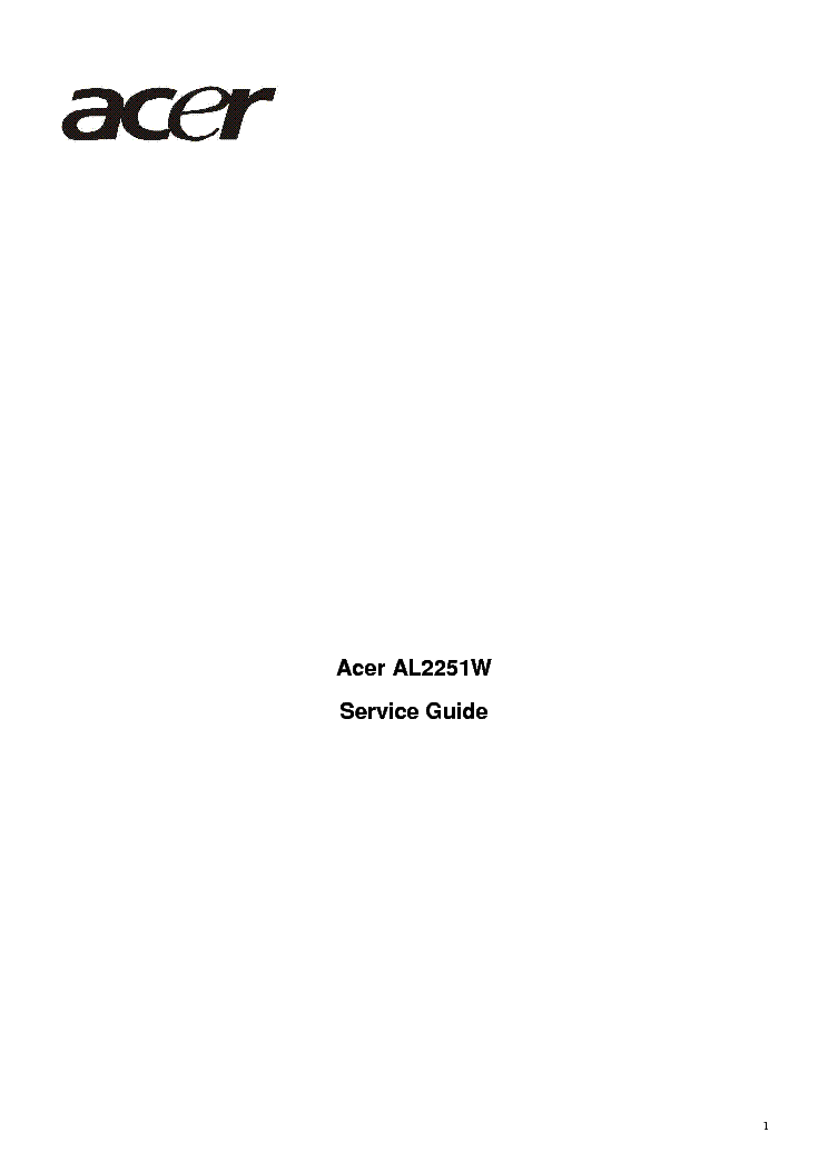 ACER AL2251W LCD MONITOR service manual