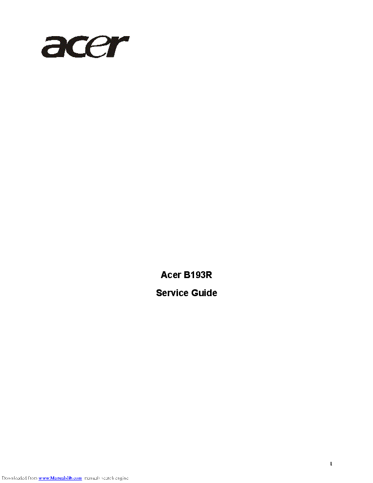 ACER B193R SERVICE MANUAL service manual