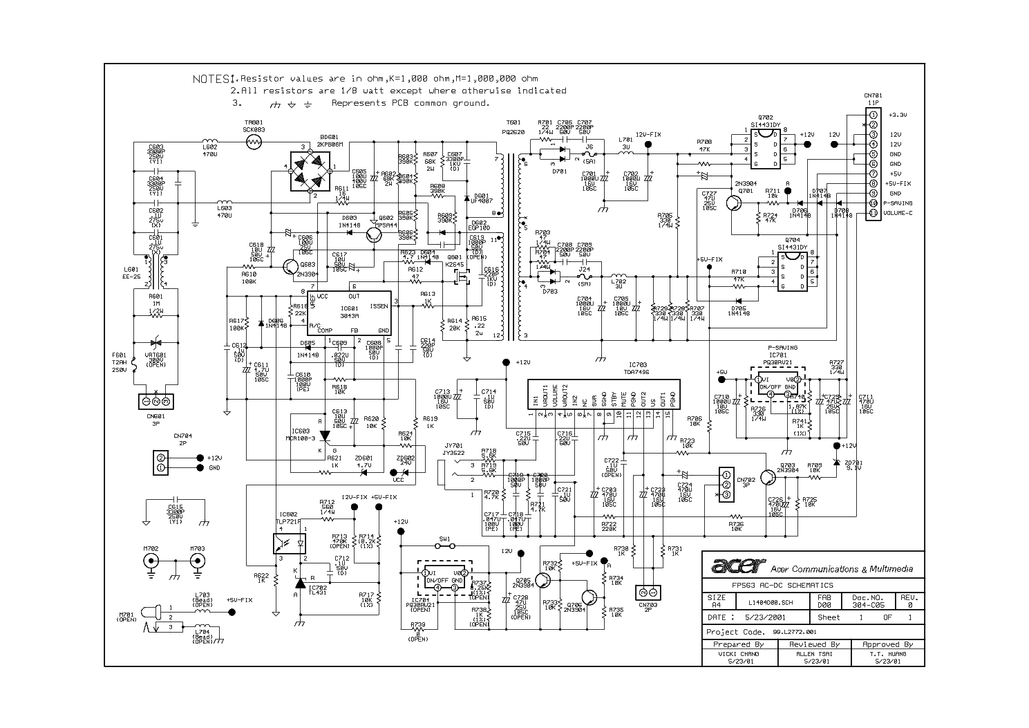 Acer v193a схема