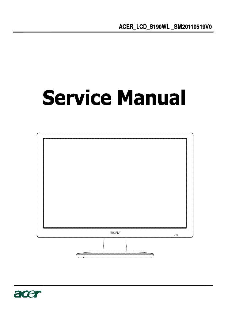 ACER S190WL LCD MONITOR service manual