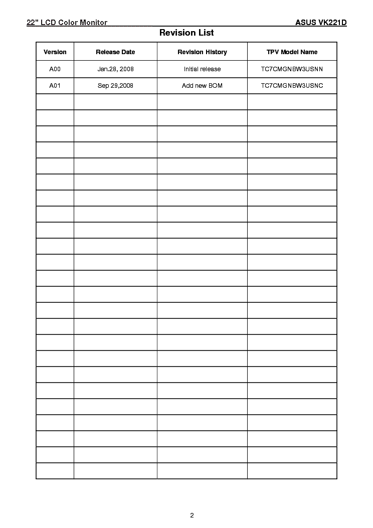 ASUS VK221D Service Manual download, schematics, eeprom, repair info ...