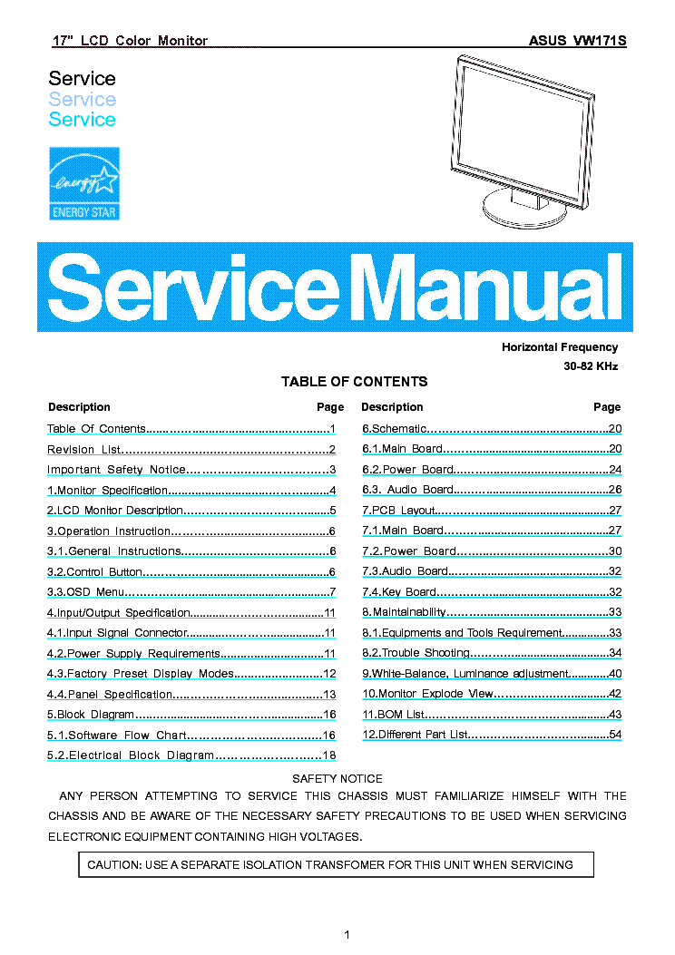 ASUS VK221D Service Manual download, schematics, eeprom, repair info