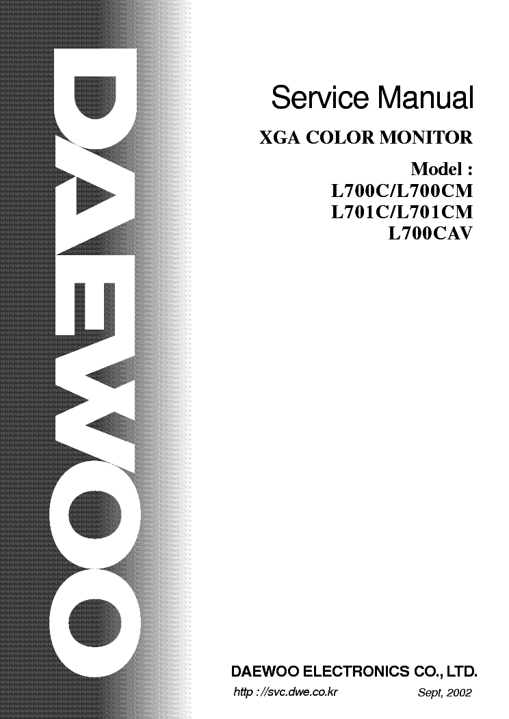DAEWOO L700CM L701CM Service Manual download, schematics, eeprom ...