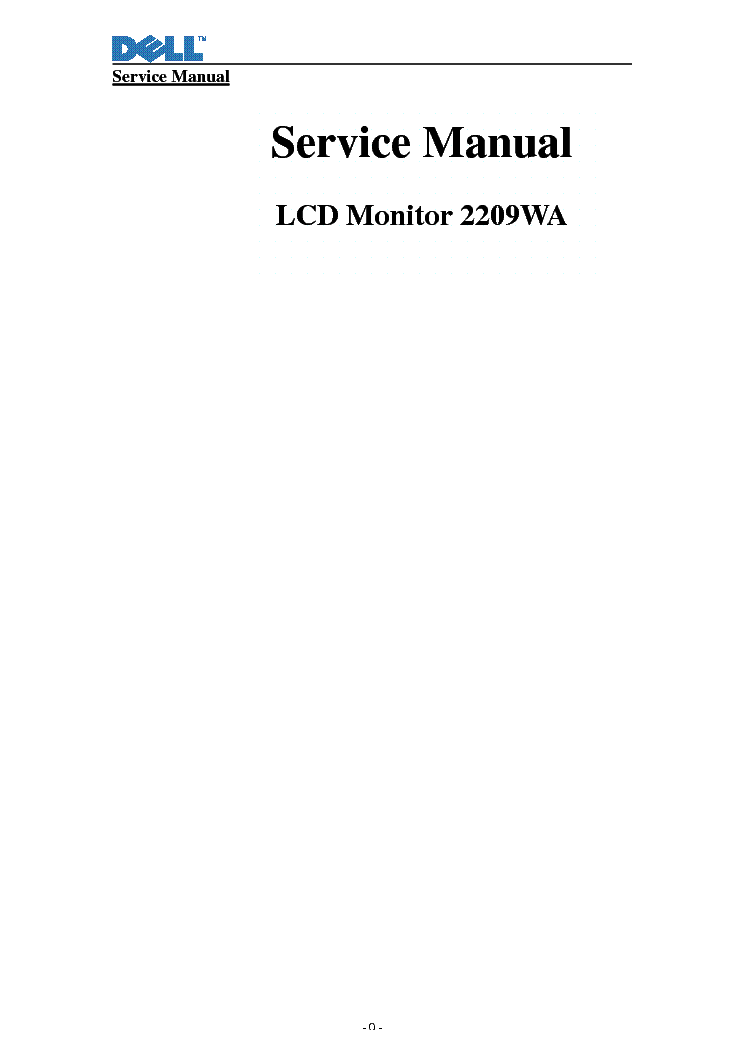 DELL 2209WA VER.1.0 LCD MONITOR service manual (1st page)