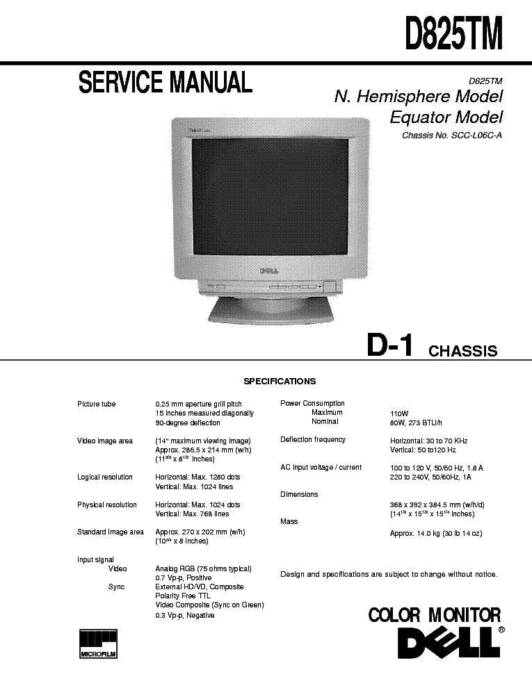 DELL D825TM CHASSIS D-1 SM service manual (1st page)