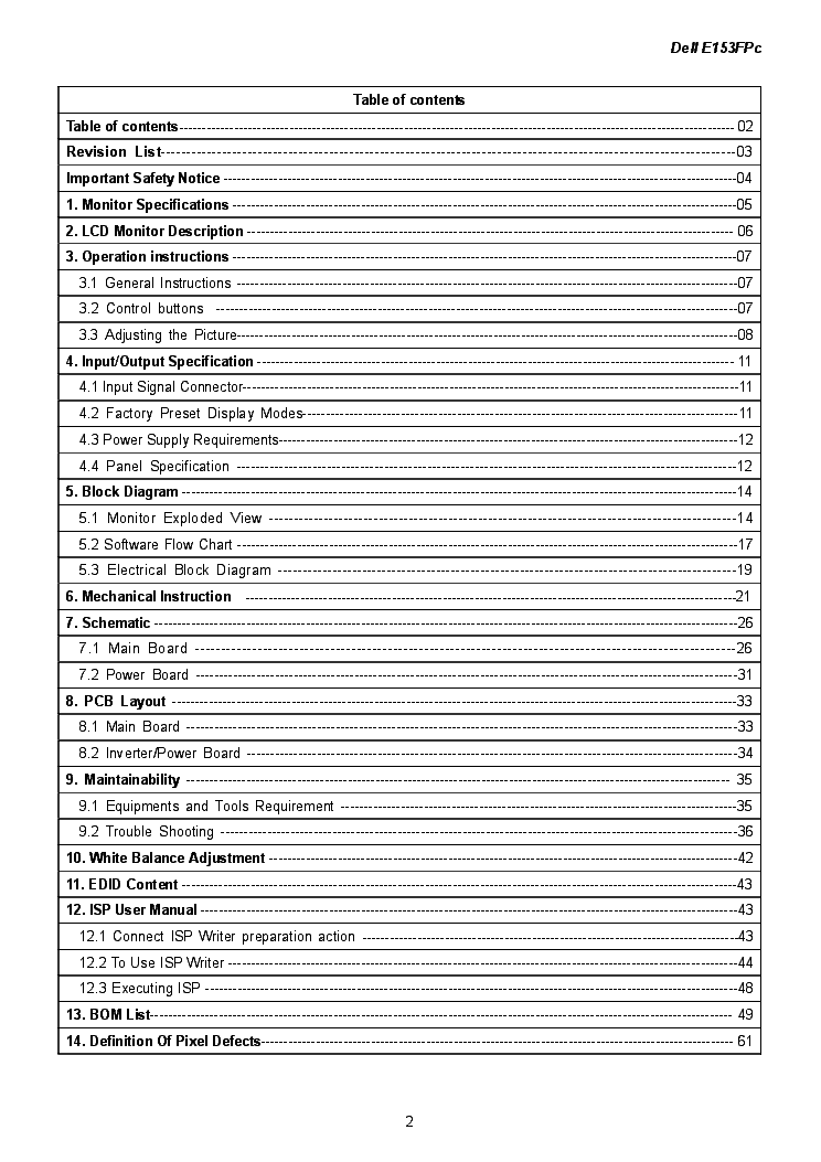 DELL E153FPC 15INCH SM service manual (2nd page)