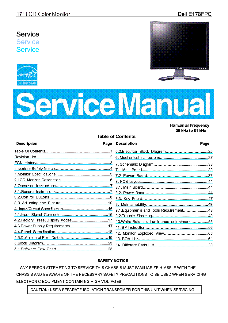 DELL E178FPC SM service manual (1st page)