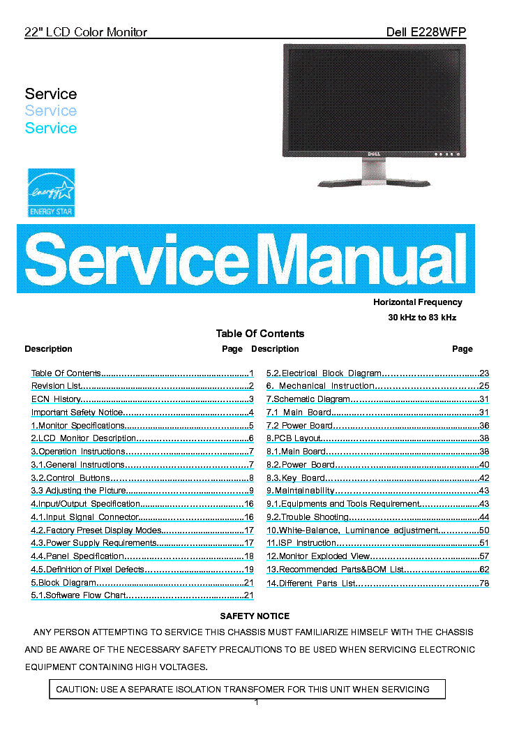 DELL E228WFP SM service manual (1st page)