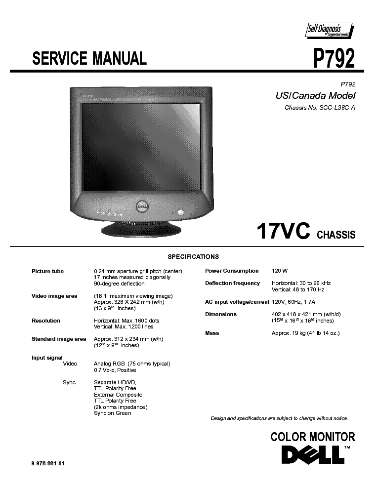 DELL P792 CHASSIS 17VC SM service manual (1st page)
