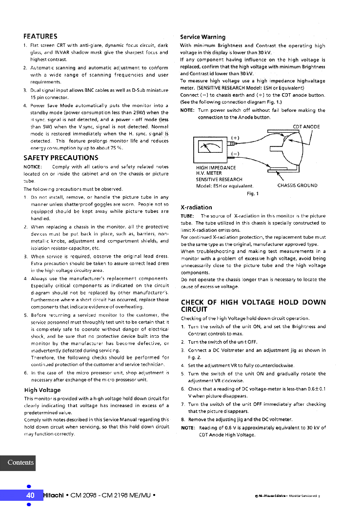 HITACHI CM2098M-CM2198M-CHASSIS-C96 Service Manual download, schematics ...