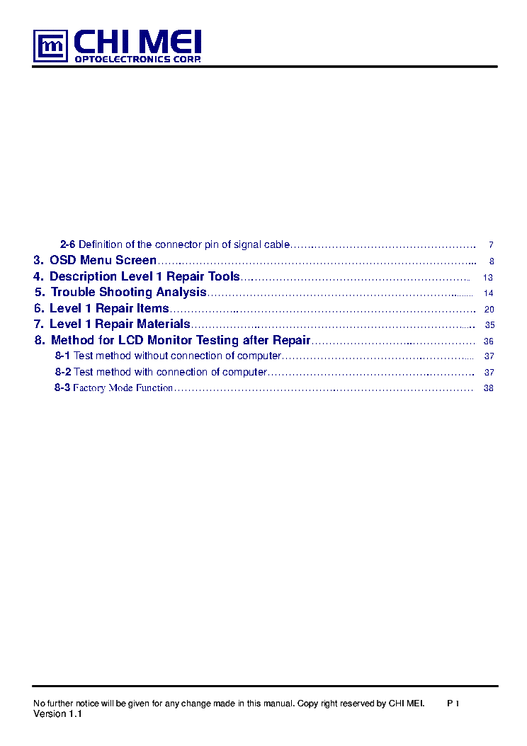 IIYAMA 17NE1 PLE434S SERVICE GUIDE service manual