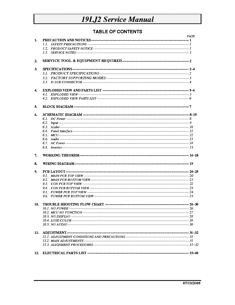 IIYAMA 19LJ2 SERVICE MANUAL service manual
