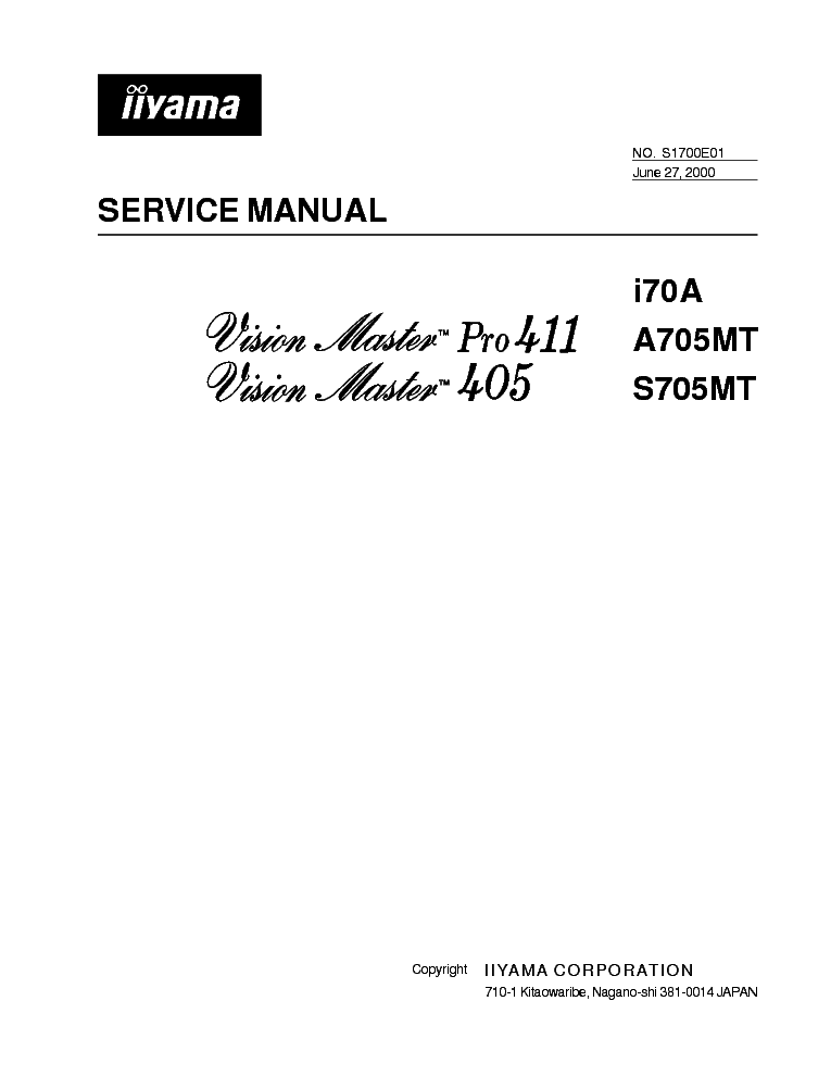 IIYAMA A705MT S705MT service manual