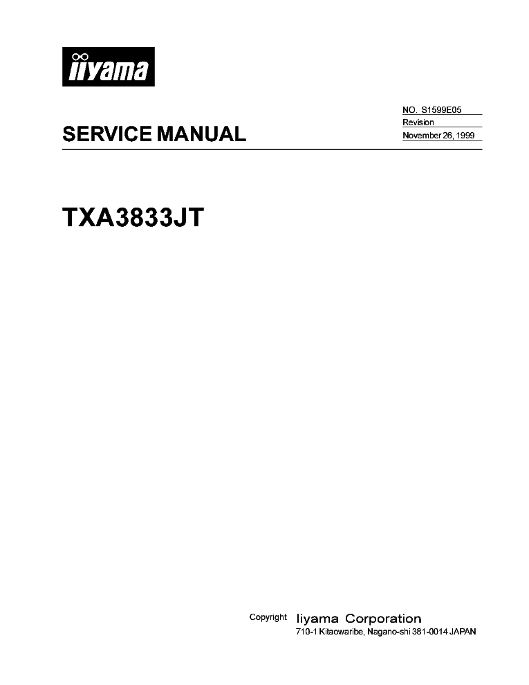 IIYAMA TXA3833JT SM service manual