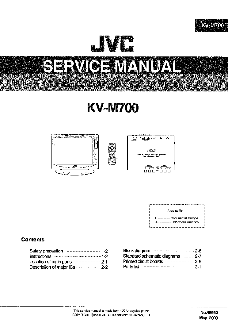 JVC KV-M700 Service Manual download, schematics, eeprom, repair info ...