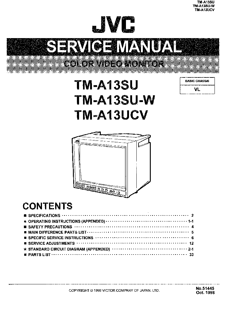 JVC TM-A13 SU SU-W UCV CHASSIS VL SM service manual