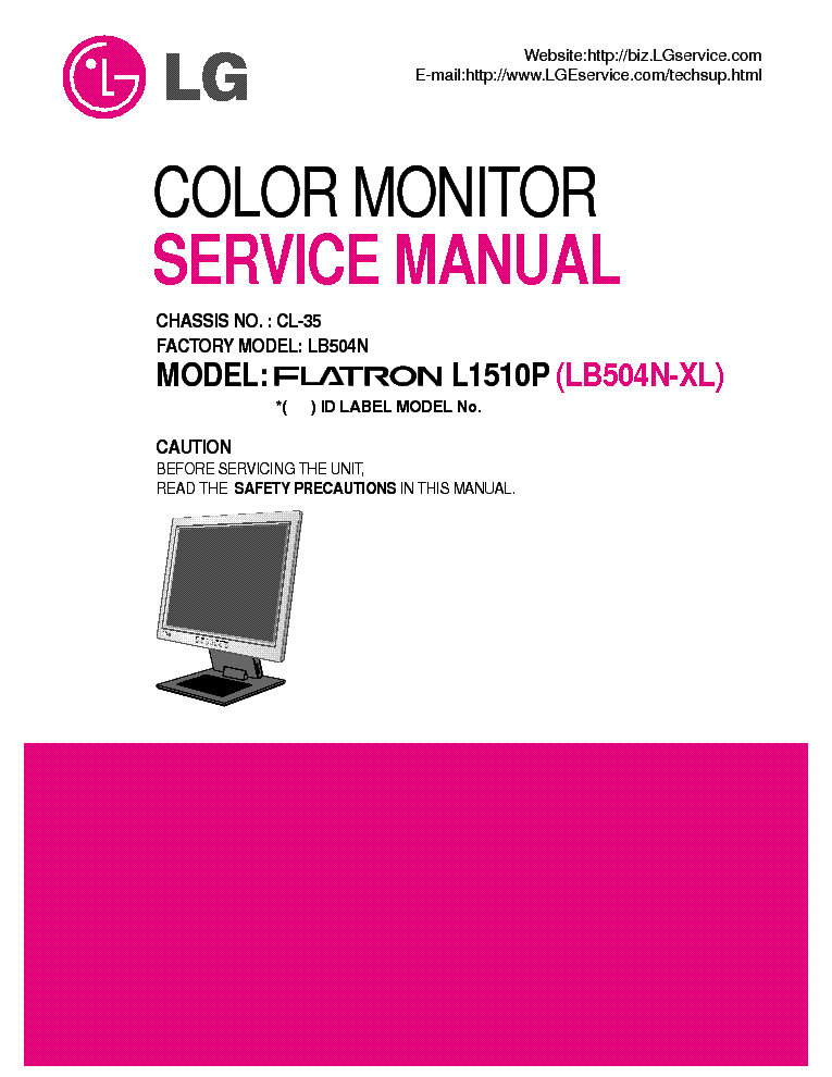 LG FLATRON-L1510P-LB504N-XL CL-35 LB504N service manual