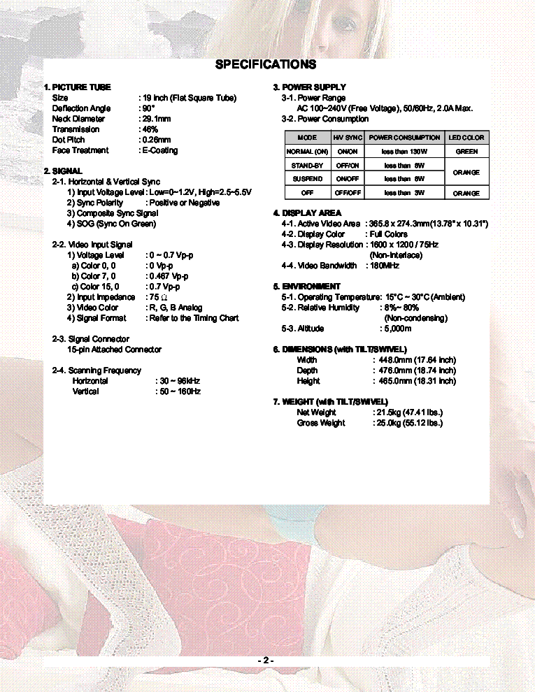 LG GOLDSTAR CB995C SM service manual (2nd page)