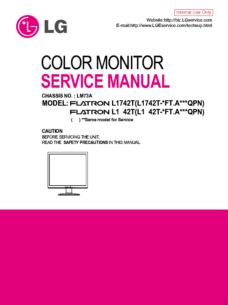 LG L1742T L1942T CHASSIS LM73A service manual