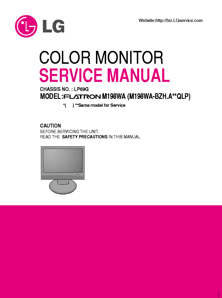 LG M198WA-BZH CHASSIS LP69G MFL36713672 service manual (1st page)