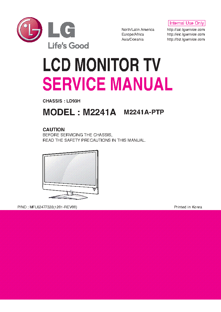LG M2241A-PTP CHASSIS LD93H MFL62477328 1201-REV00 service manual