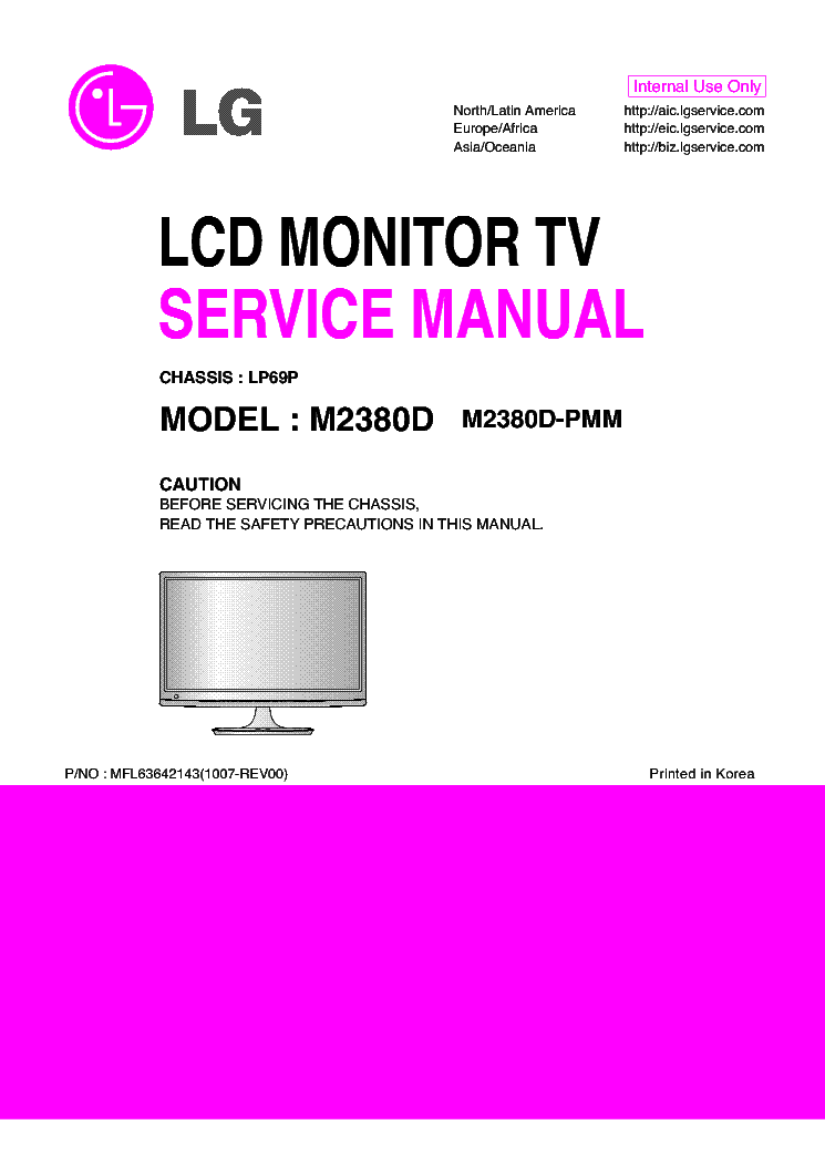 LG M2380D-PMM CHASSIS LP69P service manual
