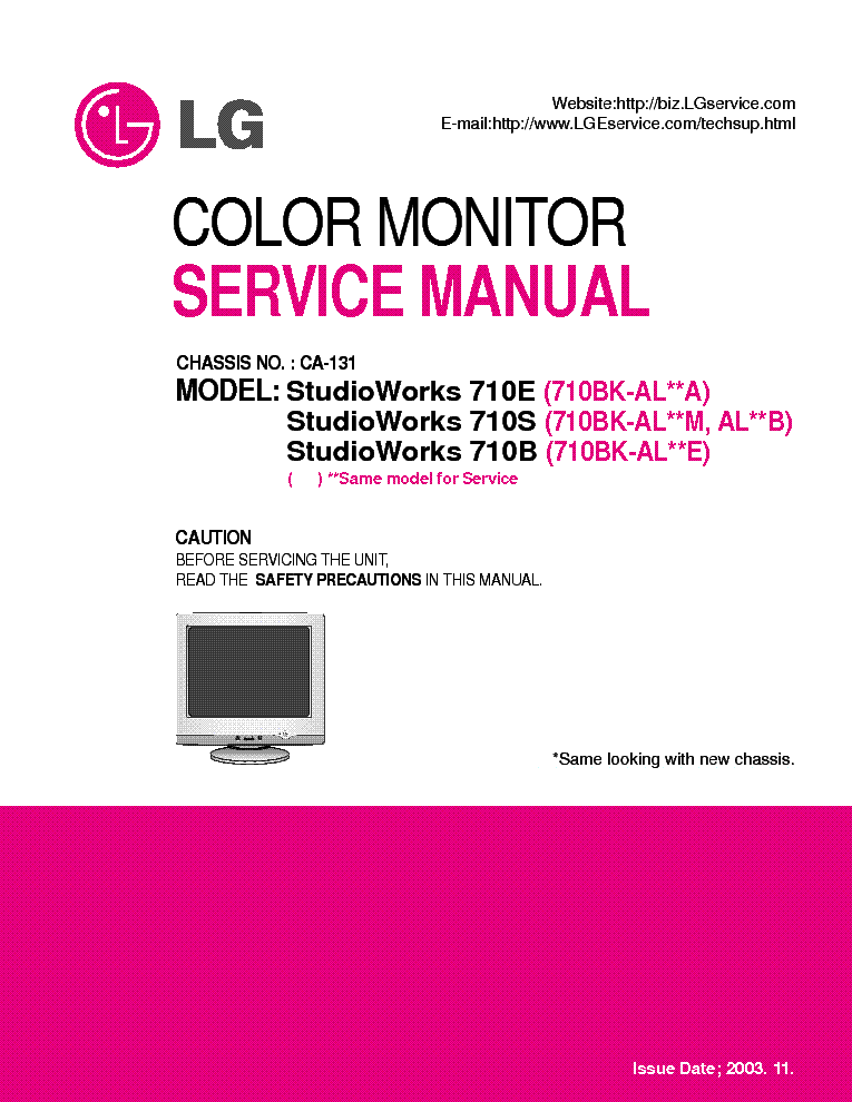 LG STUDIOWORKS 710BK 710E S B CHASSIS CA 131 service manual