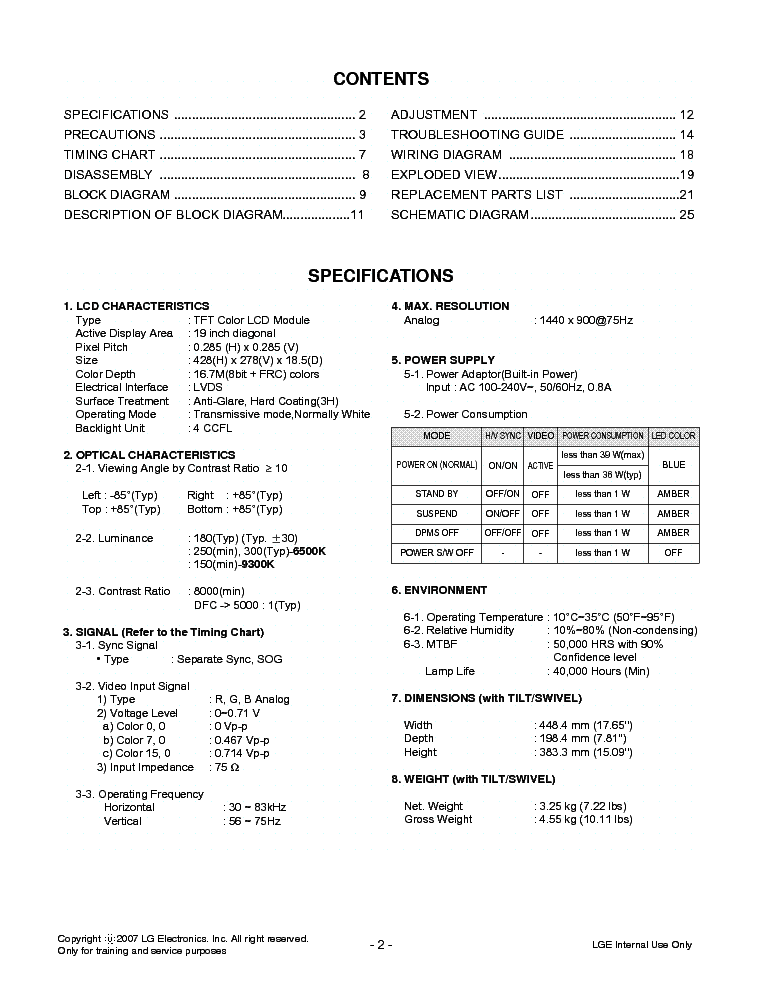 LG W1942S CHASSIS LM57G service manual (2nd page)