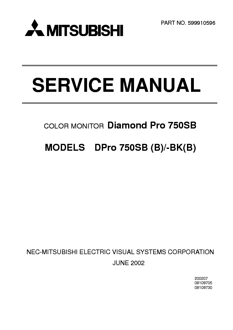 MITSUBISHI DP750SB service manual
