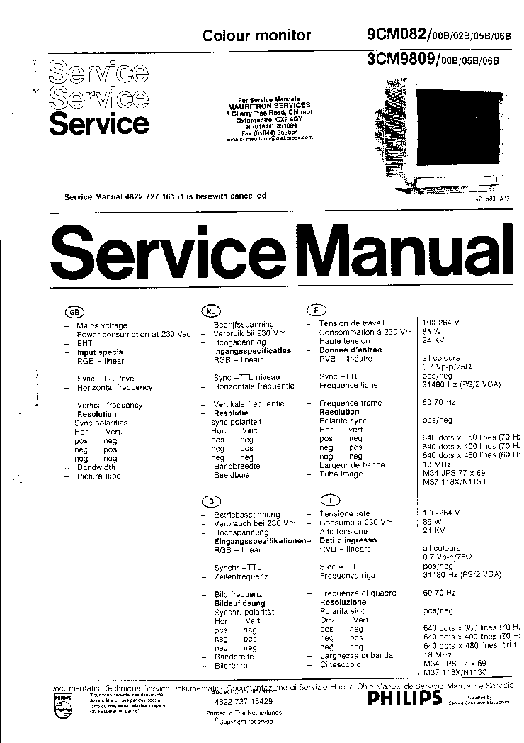 PHILIPS 104S Service Manual download, schematics, eeprom, repair info