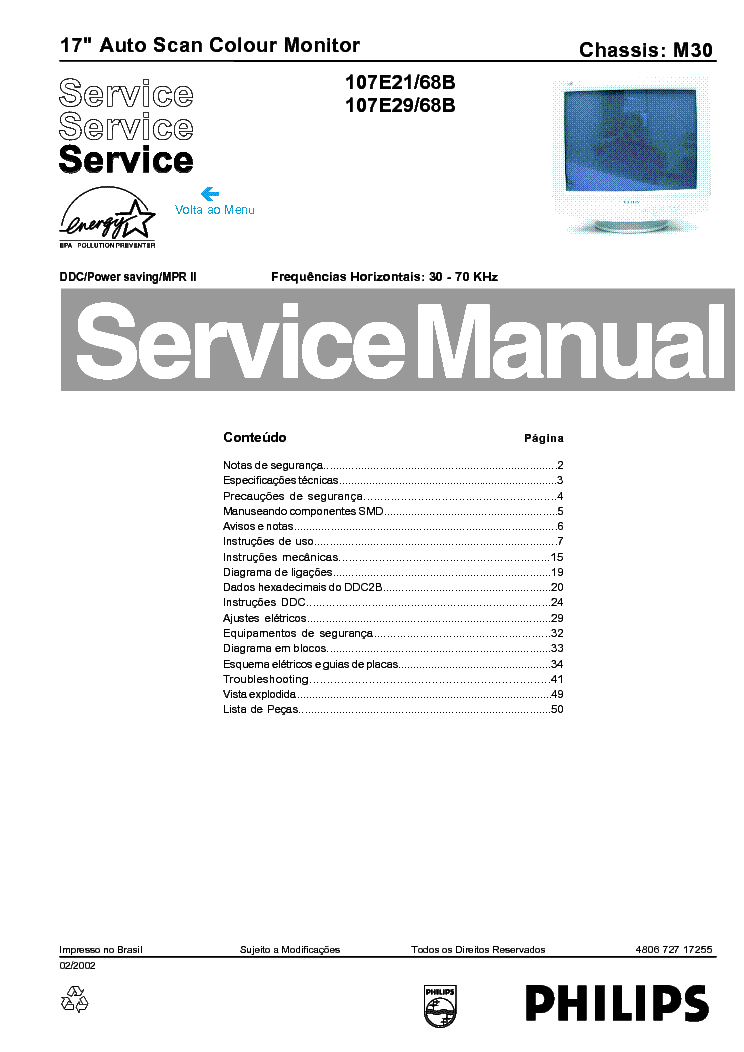 PHILIPS 107E21,29 CH M30 service manual