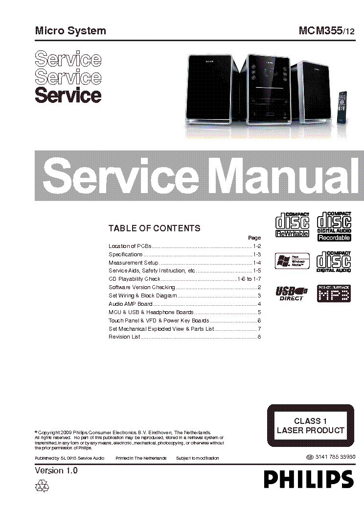 PHILIPS MCM355 12 314178533930 service manual