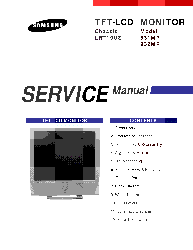 SAMSUNG 931MP 932MP CH LRT19US service manual