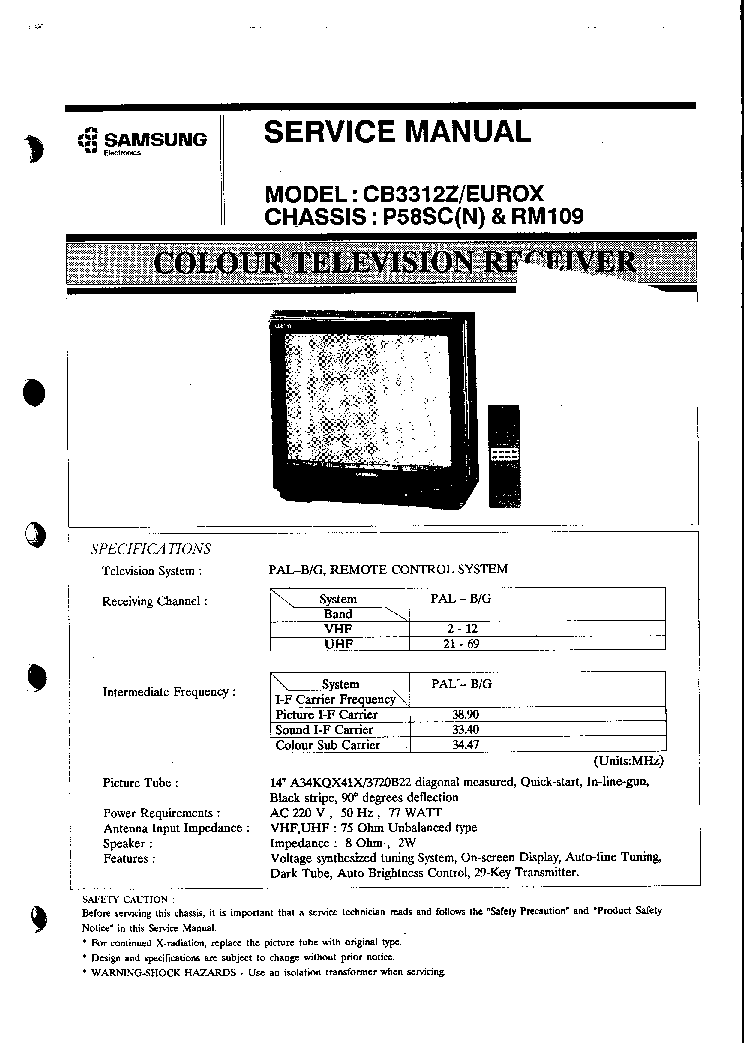 SAMSUNG CB-3312Z SCH service manual