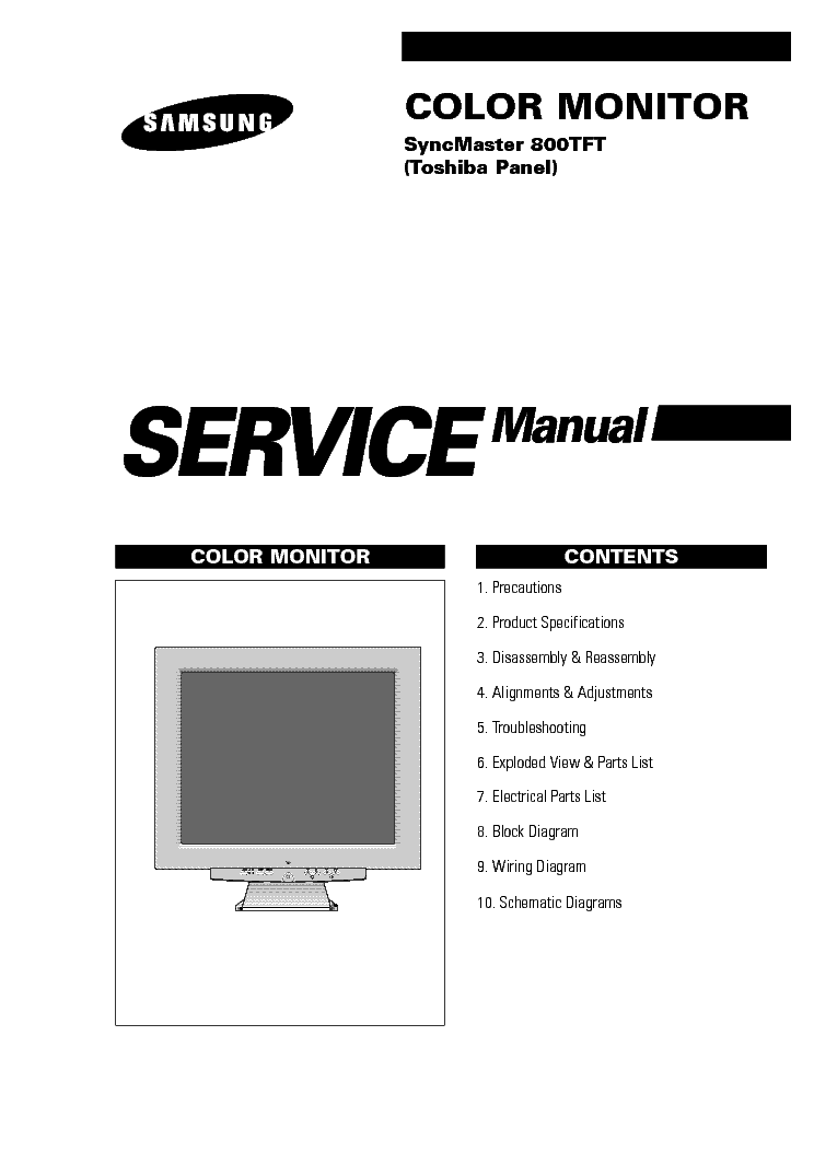 SAMSUNG SYNCMASTER 800TFT SM service manual