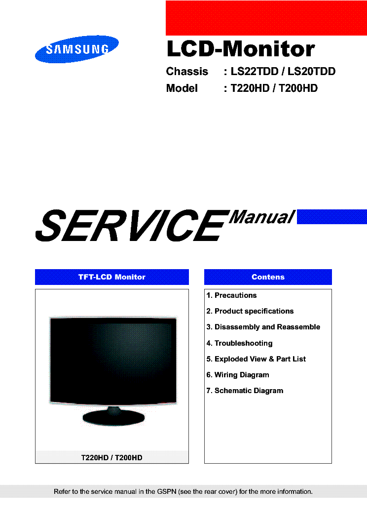SAMSUNG T200HD T220HD CHASSIS LS20TDD LS22TDD Service Manual download ...