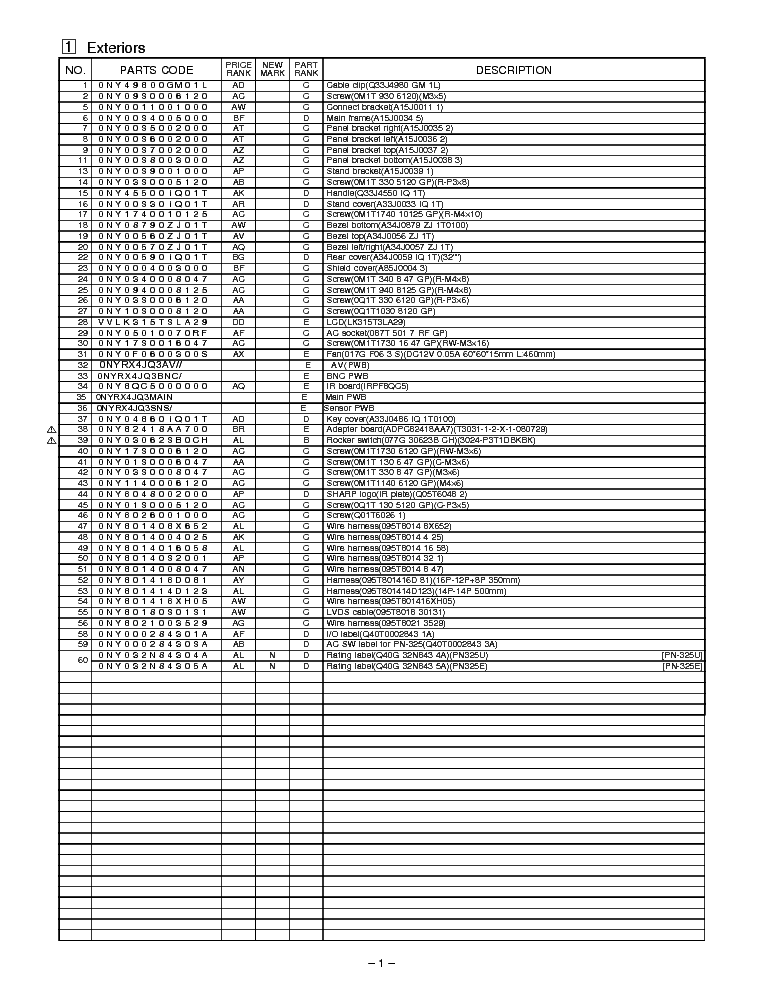 SHARP PN-325 PARTS Service Manual download, schematics, eeprom, repair ...