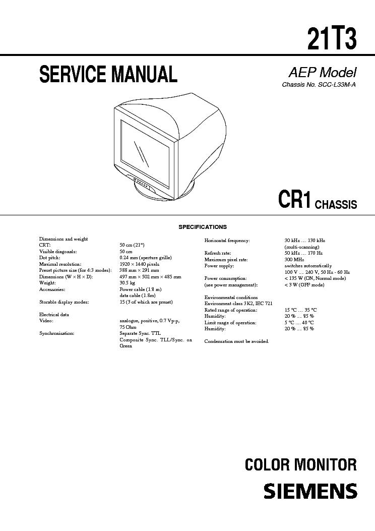 SONY 21T3 SM service manual