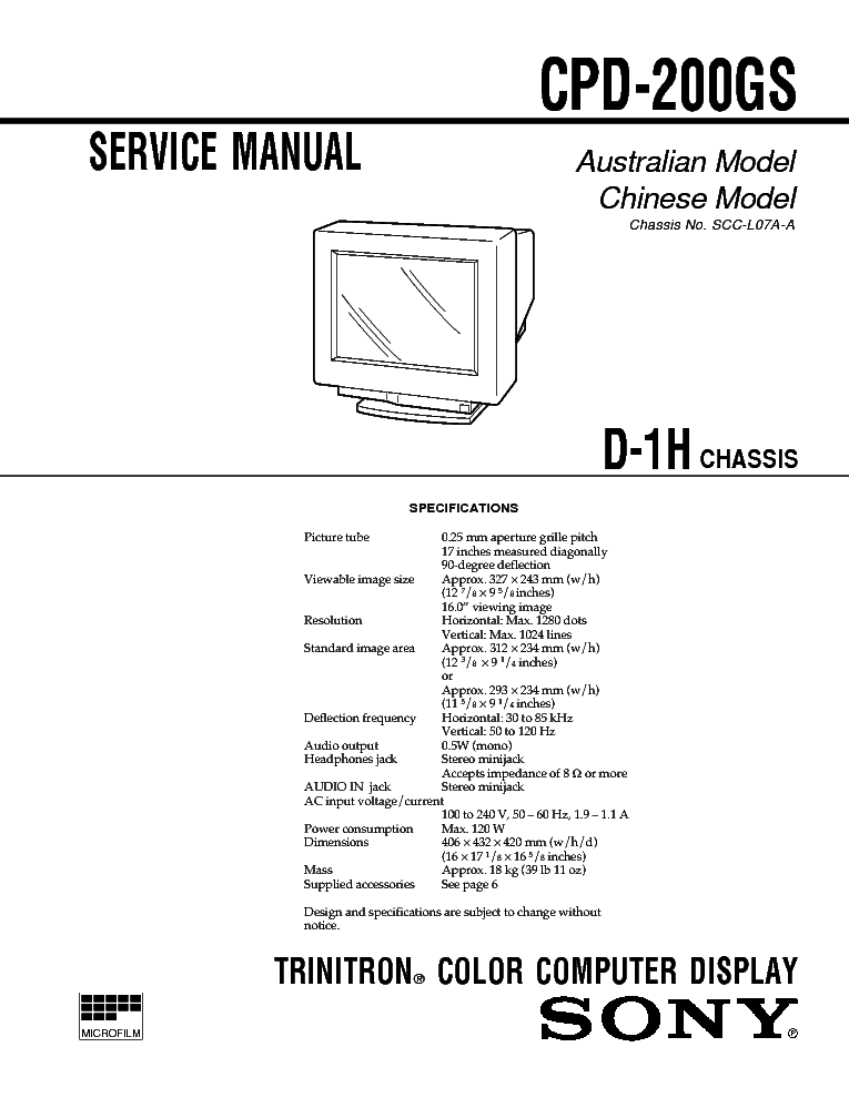 SONY CPD-200GS CH D-1H service manual